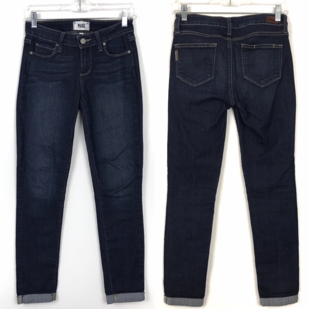[3 for $15] Paige 7.5" Rise Low Rise Dark Wash Kylie Crop Skinny Jeans Amelia 26